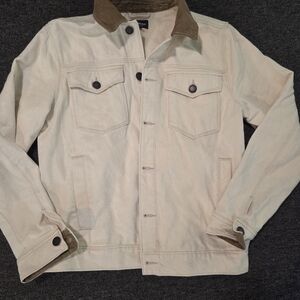 Men's Cream Jacket with Brown Collar